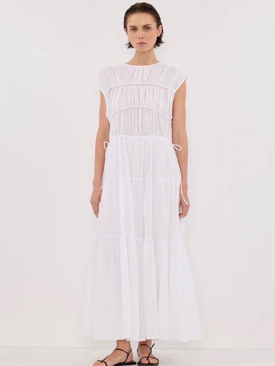 DISSH Dresses & Skirts - DISSH Flynn White Linen Blend Midi Dress